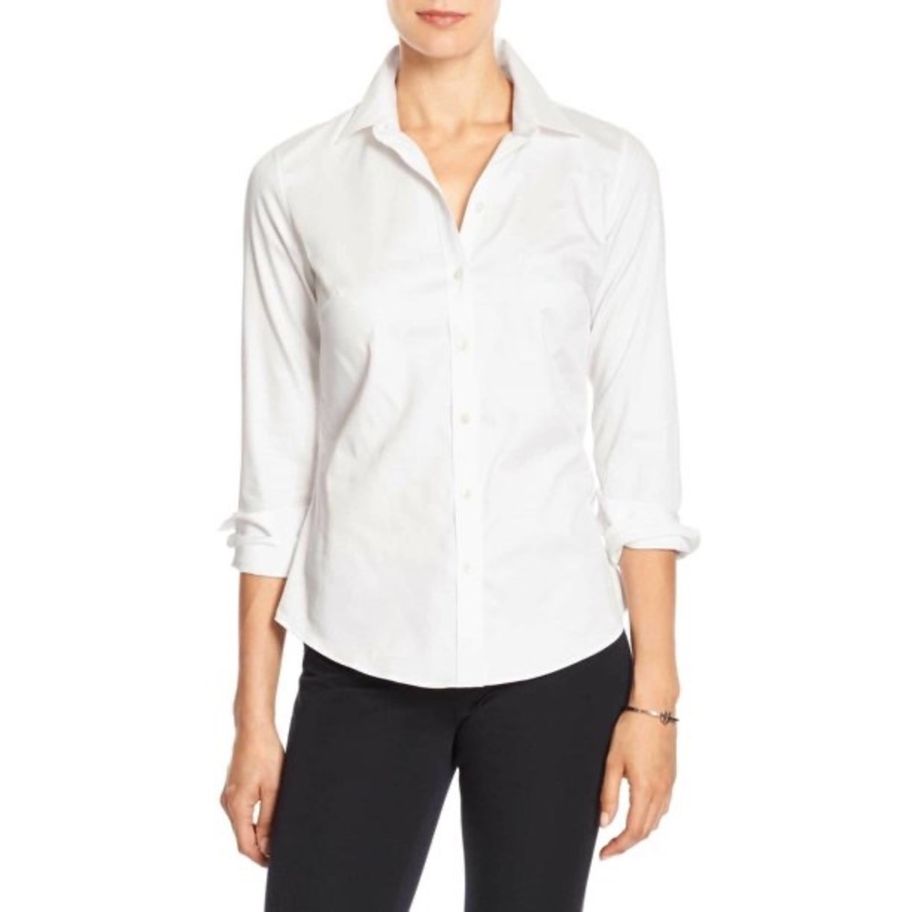 Banana Republic White button front size 0